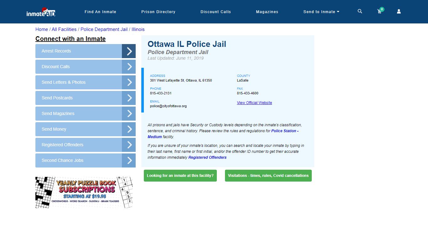 Ottawa IL Police Jail & Inmate Search - Ottawa, IL